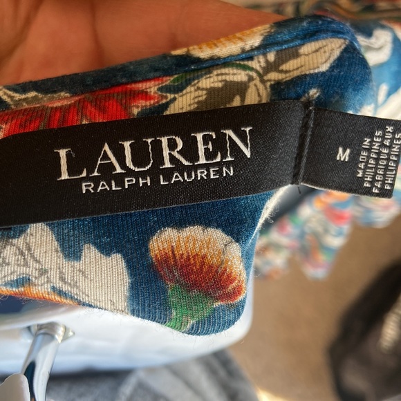 Lauren Ralph Lauren floral jersey surplice top with flutter sleeves - Picture 6 of 9